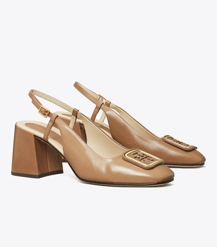 Almond Flour Tory Burch Georgia Bombé Slingback Women\'s Heels | GB4872ICA