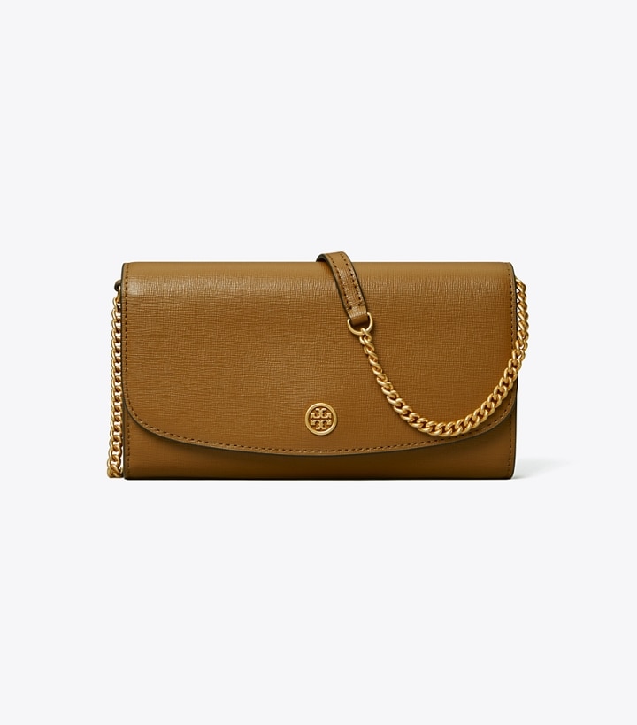 Bistro Brown Tory Burch Robinson Chain Wallet Women's Mini Bags | GB8176IEG