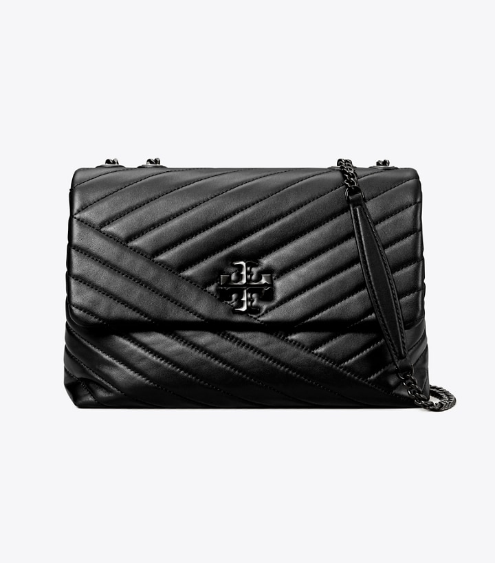 Black Silver Tory Burch Kira Chevron Convertible Women's Shoulder Bags | GB1468NLG