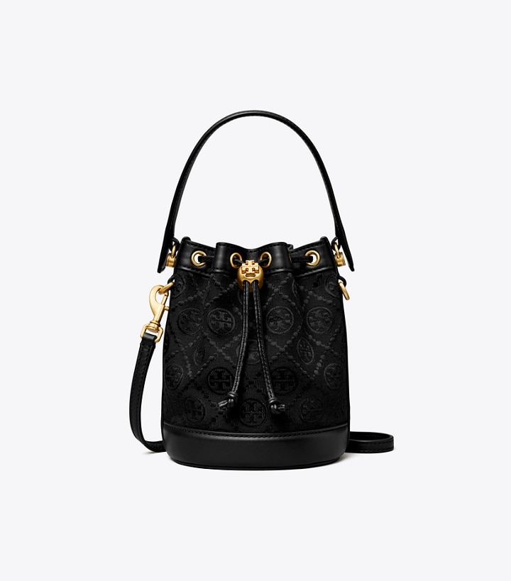 Black Tory Burch Mini T Monogram Women's Bucket Bags | GB0321SOB