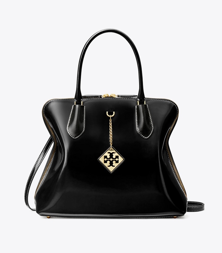 Black Tory Burch Swing Women's Satchel Bags | GB0418MBT