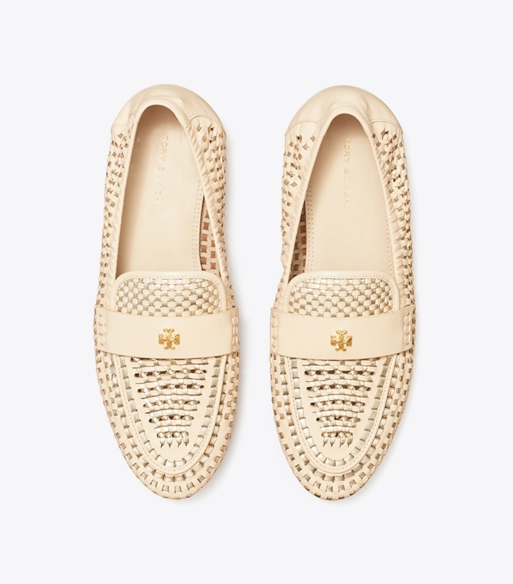 Brie Spark Gold Brie Tory Burch Woven Ballet Women's Loafers | GB5264PXH