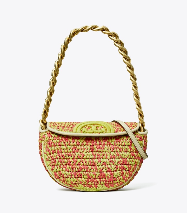 Exotic Red Green Citrine Tory Burch Mini Fleming Soft Crochet Women's Crescent Bags | GB3790TSP