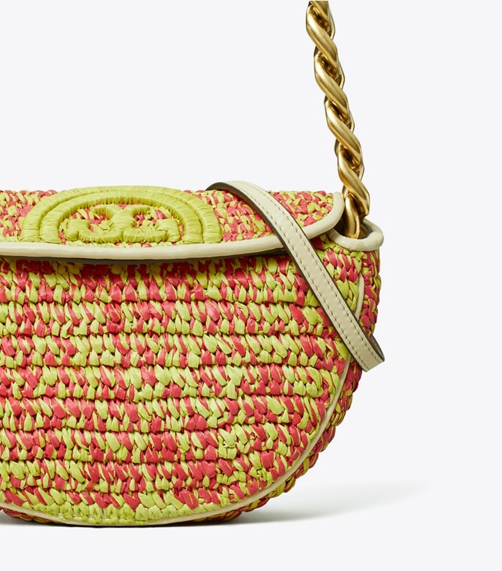 Exotic Red Green Citrine Tory Burch Mini Fleming Soft Crochet Women's Crescent Bags | GB3790TSP