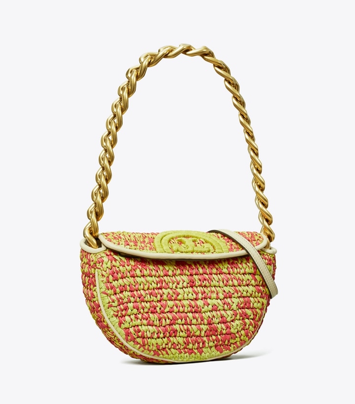 Exotic Red Green Citrine Tory Burch Mini Fleming Soft Crochet Women\'s Crescent Bags | GB3790TSP