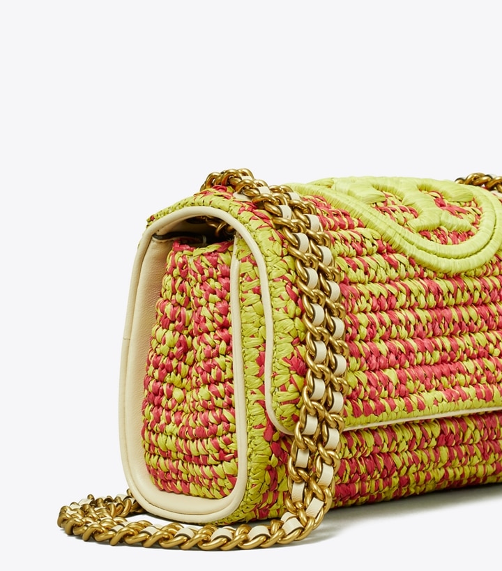 Exotic Red Green Citrine Tory Burch Small Fleming Soft Crochet Convertible Women's Shoulder Bags | GB2039TOK