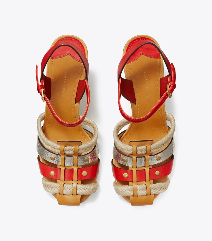 Fiesta Platino Brandy Tory Burch Fisherman Heel Women's Sandals | GB5430OXK