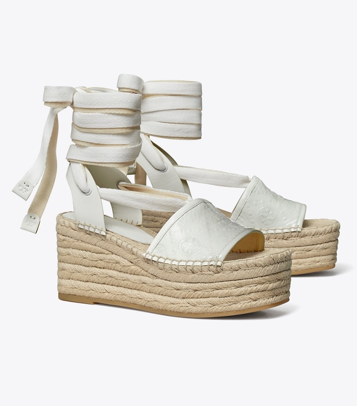 Gardenia Tory Burch T Monogram Wedge Sandal Women\'s Espadrilles | GB5139LWI