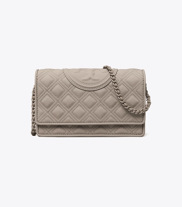 Gray Heron Tory Burch Fleming Matte Chain Wallet Crossbody Women's Mini Bags | GB4572NXI