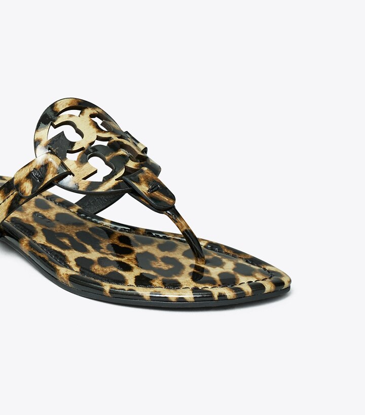 Natural Leopard Tory Burch Miller Sandal, Printed Patent Leather Women's Sandals | GB0389DJN