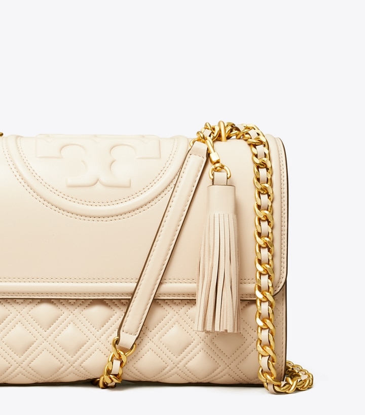 New Cream Tory Burch Fleming Convertible Women's Shoulder Bags | GB1803GQN