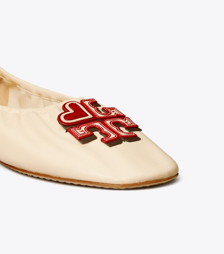 New Cream Tory Burch Heart Women's Ballets | GB2146XNB