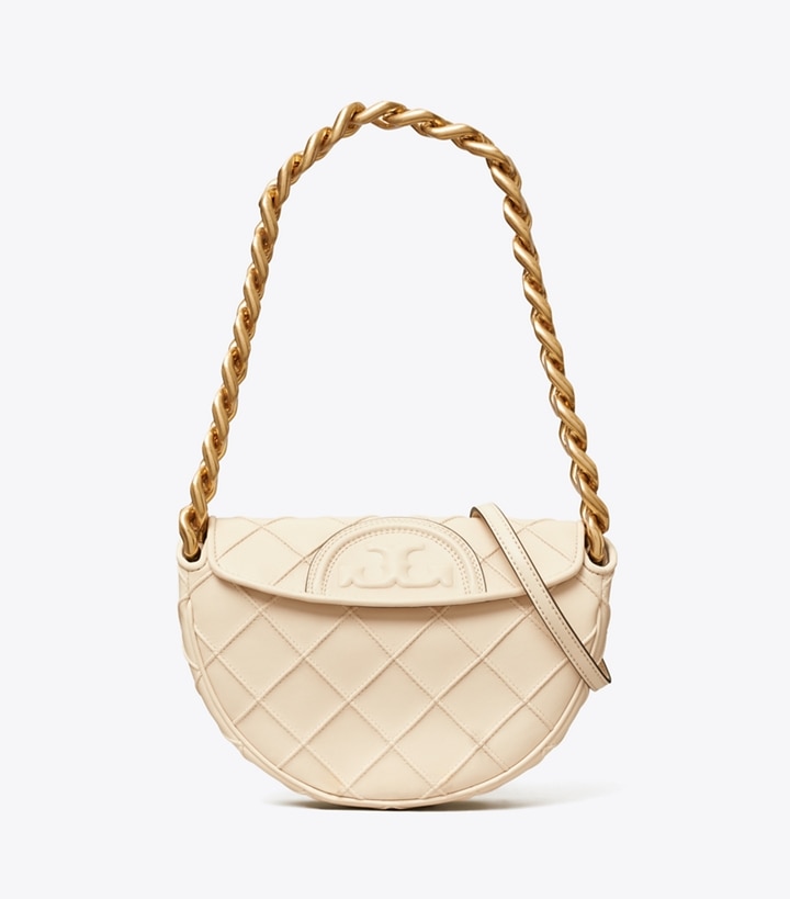 New Cream Tory Burch Mini Fleming Soft Women's Crescent Bags | GB8614XFV