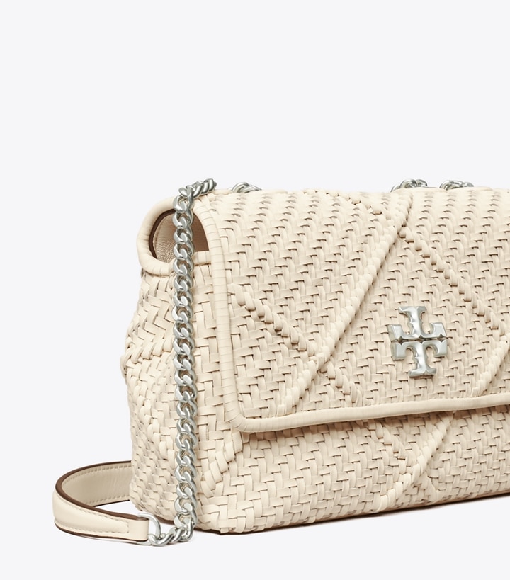 New Ivory Tory Burch Small Kira Diamond Woven Convertible Women's Shoulder Bags | GB0698NAO