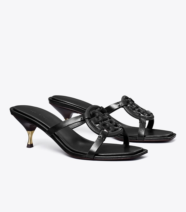 Perfect Black Tory Burch Miller Bombé Low Heel Women\'s Sandals | GB2860ZFL