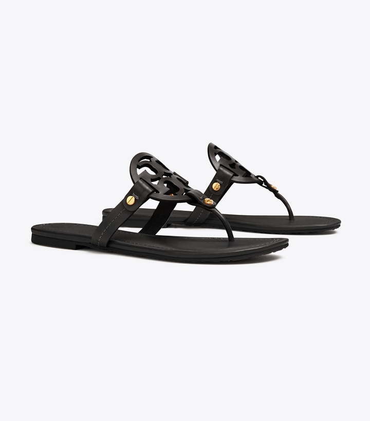 Perfect Black Tory Burch Miller Sandal, Leather Women\'s Sandals | GB7459HIB