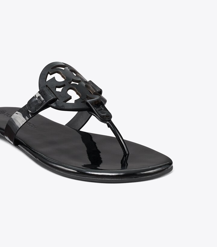 Perfect Black Tory Burch Miller Soft Patent Leather Women's Sandals | GB8549ITU