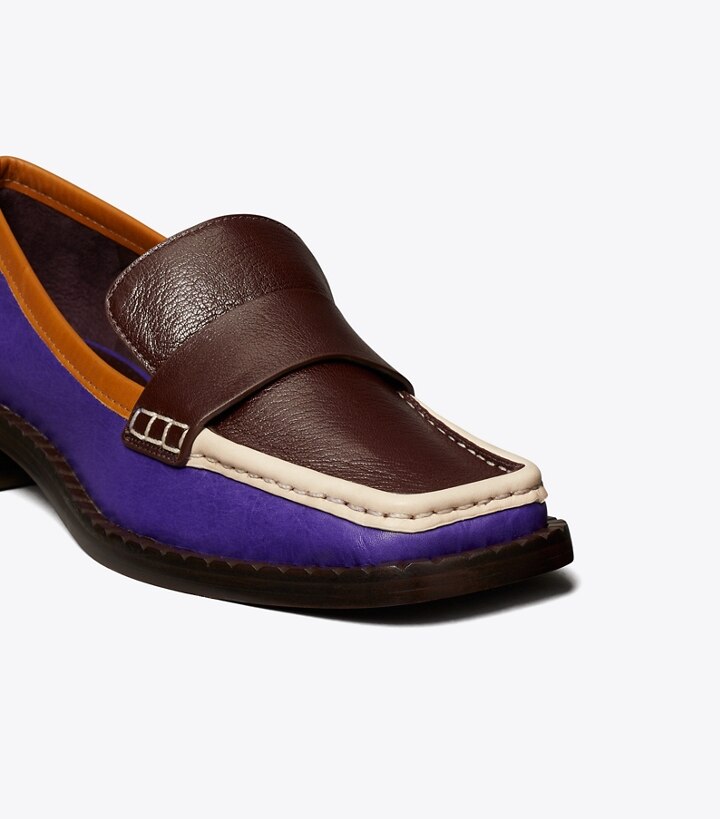 Plum Deep Purple Tan Cuoio Tory Burch 70s Square Women's Loafers | GB6392XDH