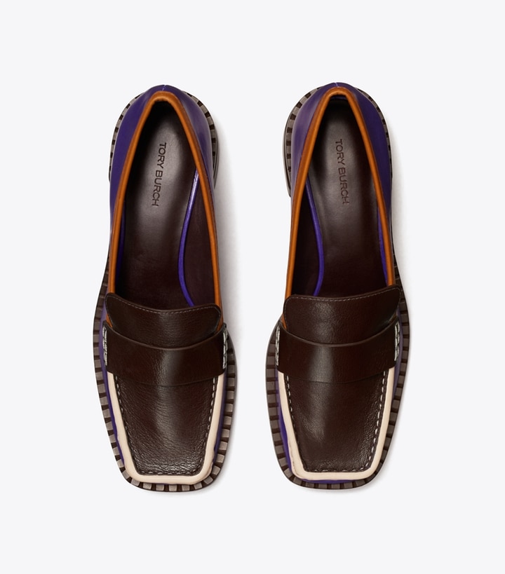 Plum Deep Purple Tan Cuoio Tory Burch 70s Square Women's Loafers | GB6392XDH