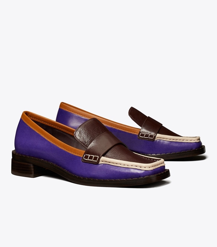 Plum Deep Purple Tan Cuoio Tory Burch 70s Square Women\'s Loafers | GB6392XDH