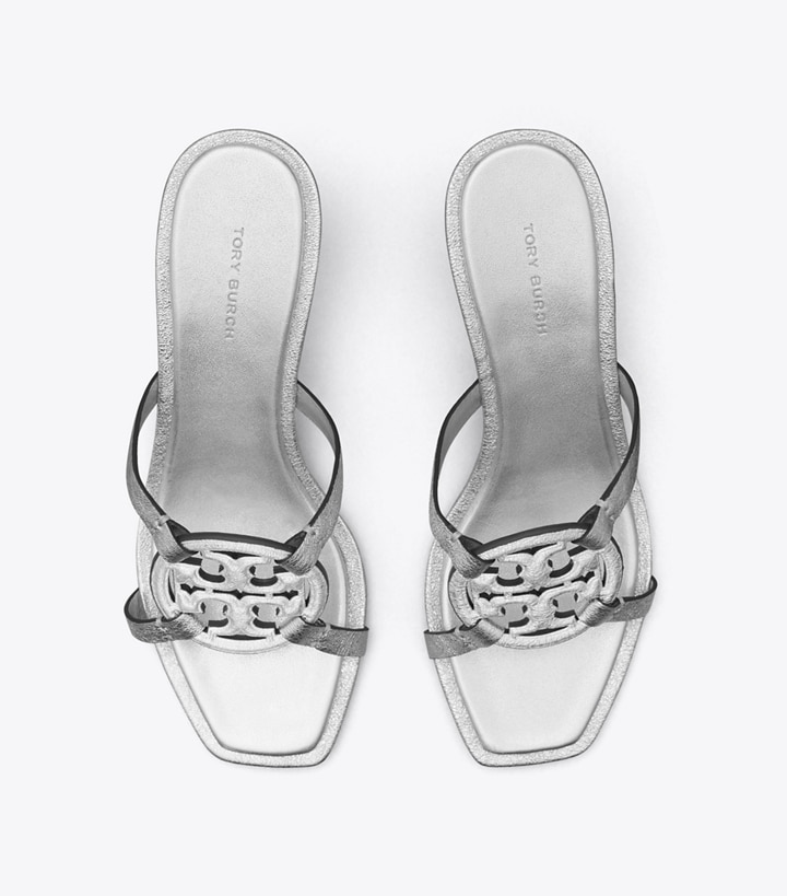 Silver Tory Burch Miller Bombé Low Heel Women's Sandals | GB3276XCG