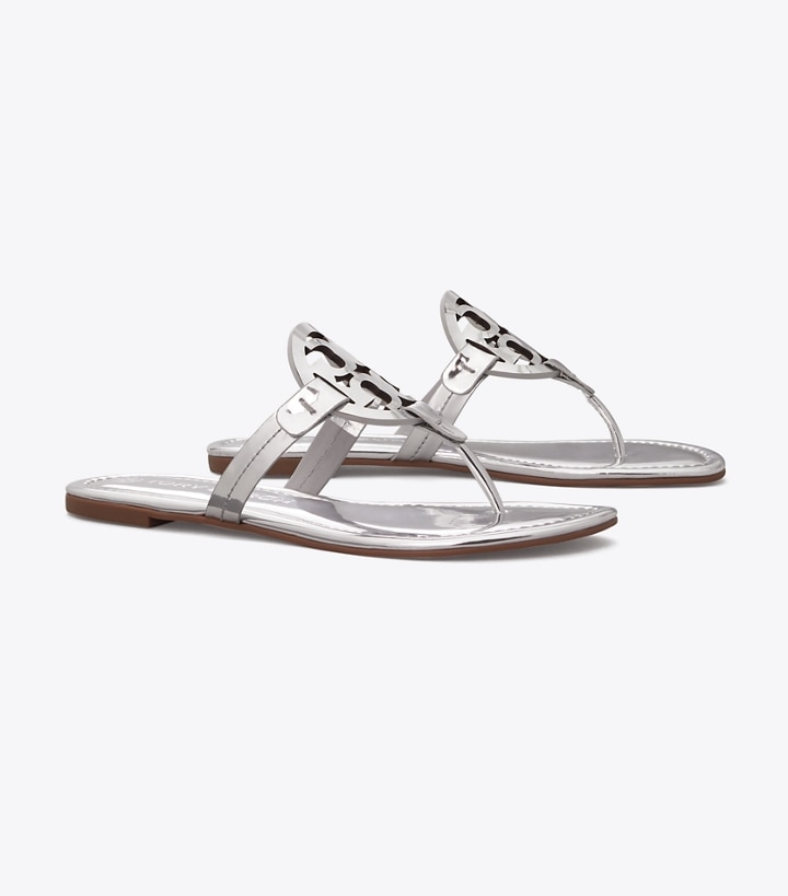 Silver Tory Burch Miller Metallic Women\'s Sandals | GB0231XVF