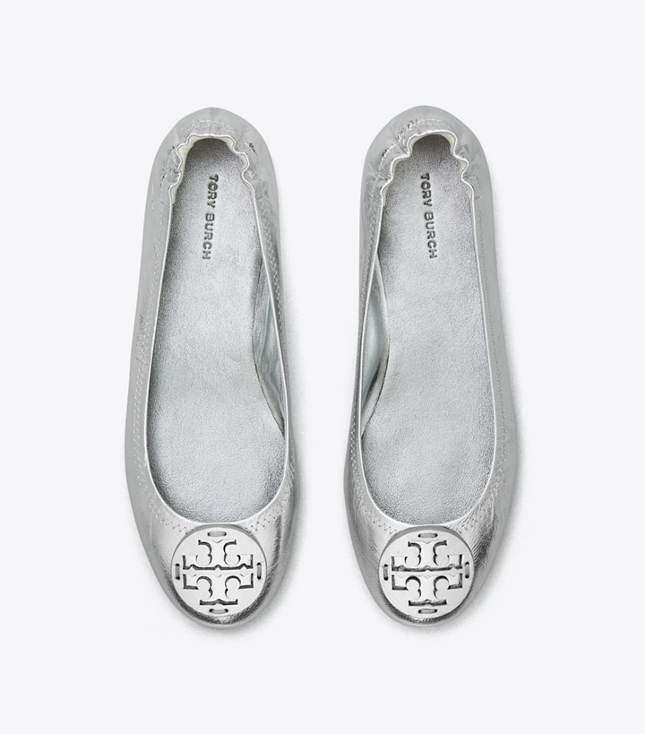 Silver Tory Burch Minnie Travel Women's Ballets | GB3926TMO