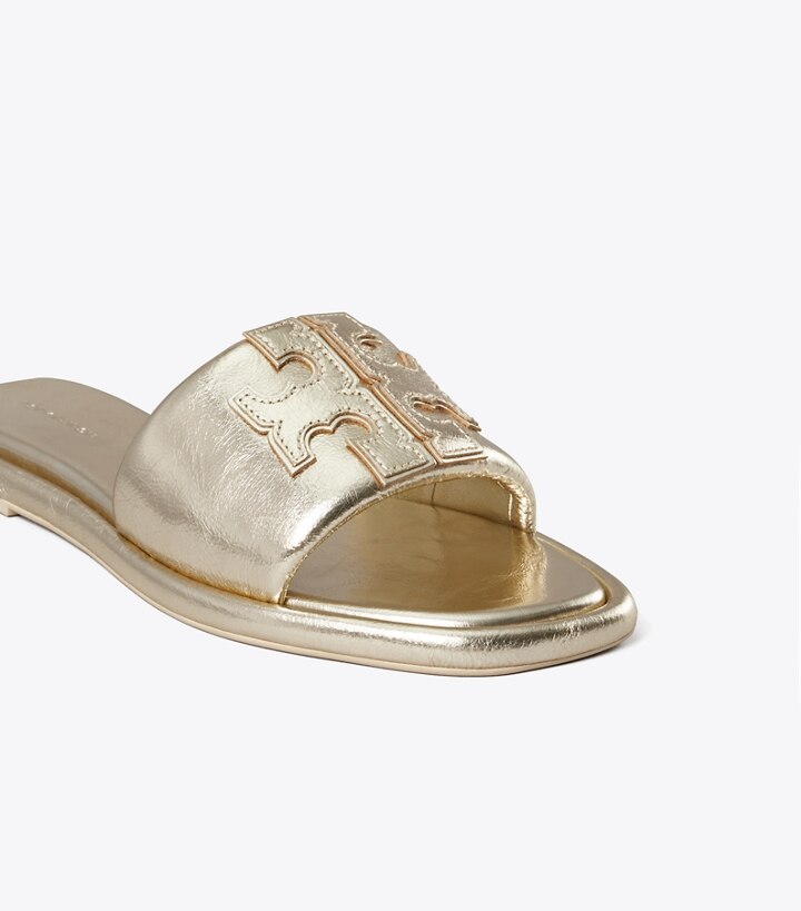 Spark Gold Tory Burch Double T Sport Women's Slide | GB0731QFG