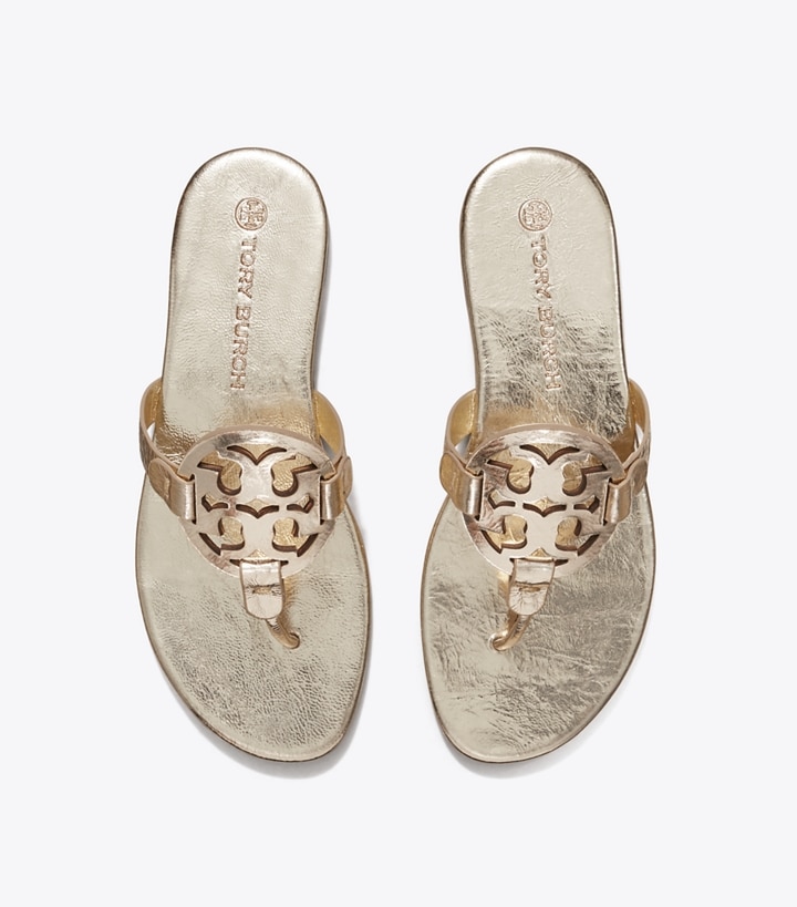 Spark Gold Tory Burch Miller Soft Metallic Women's Sandals | GB1397DHV