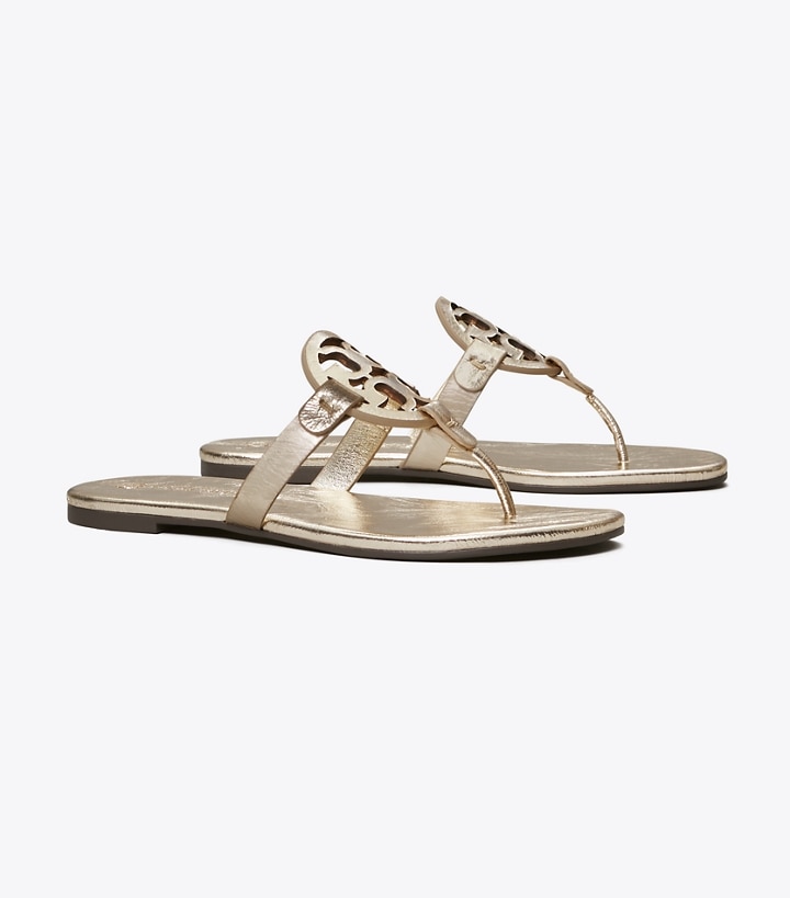 Spark Gold Tory Burch Miller Soft Metallic Women\'s Sandals | GB1397DHV