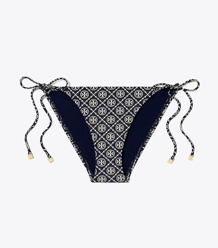 T Monogram Tory Navy / Sesame Tory Burch Printed String Bikini Women\'s Bottom | GB3741CAY