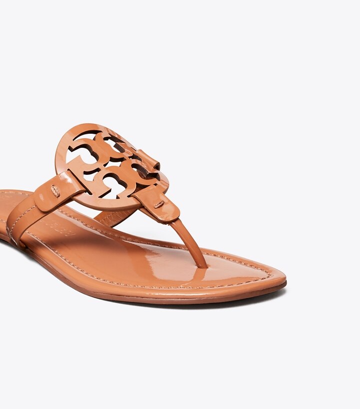 Tan Tory Burch Miller Patent Leather Women's Sandals | GB7854SJC