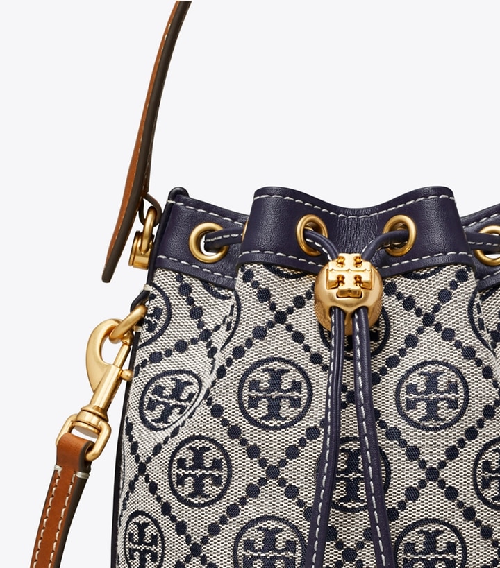 Tory Navy Tory Burch Mini T Monogram Women's Bucket Bags | GB3027HZV