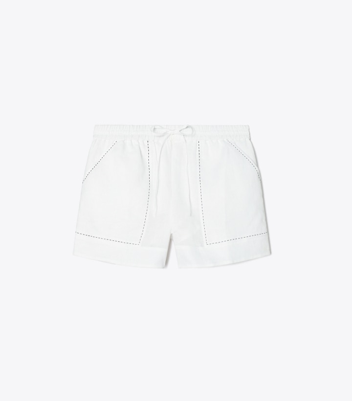 White Tory Burch Linen Women\'s Short | GB0291QJH