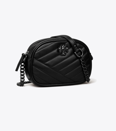 Black Silver Tory Burch Small Kira Chevron Women's Camera Bags | GB7815MWG