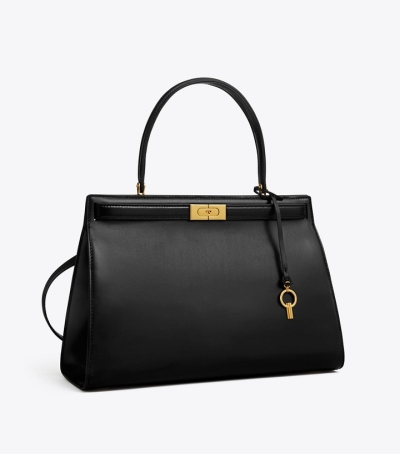 Black Tory Burch Lee Radziwill Large Women's Satchel Bags | GB3540ENG