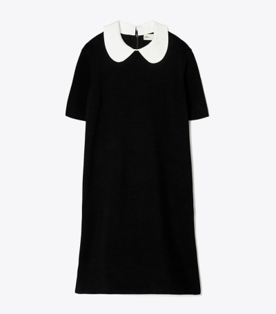 Black Tory Burch Poplin Collar Sweater Women's Dresses | GB7186EMS