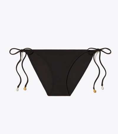 Black Tory Burch Solid String Bikini Women's Bottom | GB3579WGK