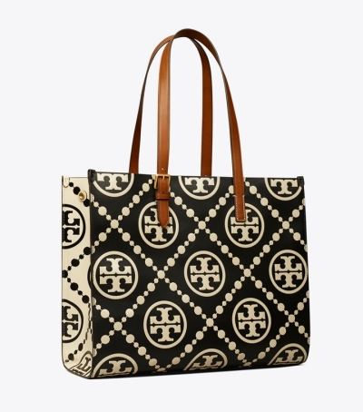 Black Tory Burch T Monogram Contrast Embossed Women's Tote Bags | GB3246DFX