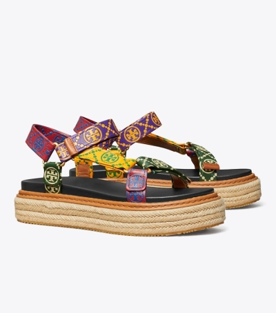 Bourbon Coco Bourbon Tory Burch T Monogram Rope Sport Sandal Women's Espadrilles | GB1457UKC