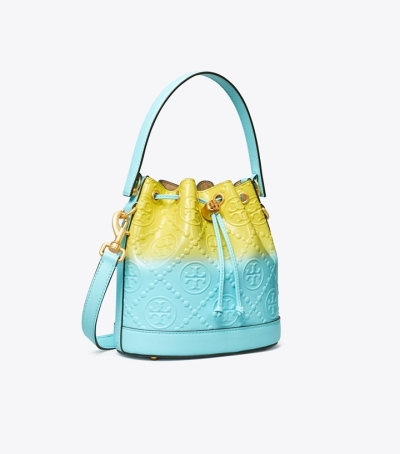 Colza Yellow Light Celeste Tory Burch T Monogram Dip-dye Women's Bucket Bags | GB0213NPD