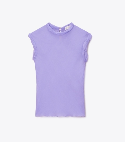 Fresh Lavender Tory Burch Twisted Chiffon Women's Tops | GB3012QDF