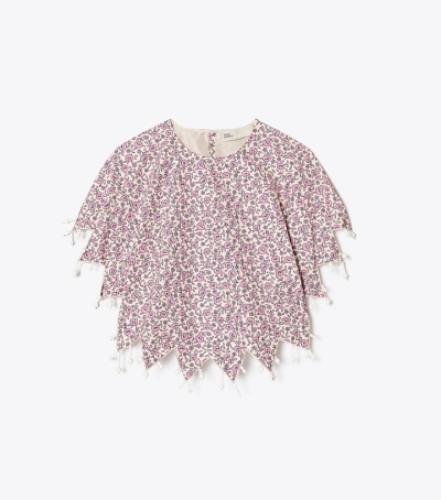 Iced Lilac Tory Burch Ditsy Floral Silk Taffeta Women's Tops | GB1564XSI