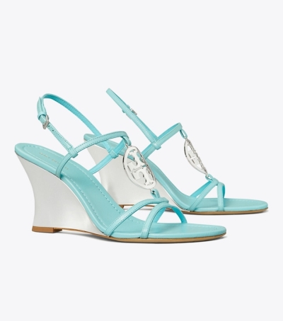 Island Blue Tory Burch Capri Miller Wedge Women's Sandals | GB6709GZY