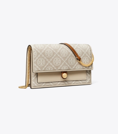 Ivory Tory Burch T Monogram Jacquard Wallet Crossbody Women's Mini Bags | GB4578ANL