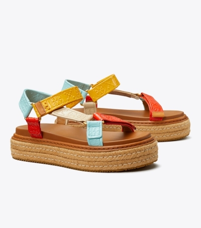 Light Blue Peachy Soft Serve Tory Burch T Monogram Rope Sport Sandal Women's Espadrilles | GB3846WXG