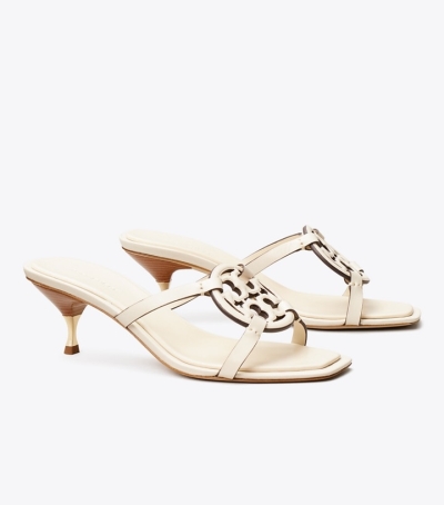 Light Cream Tory Burch Miller Bombé Low Heel Women's Sandals | GB2596BVM