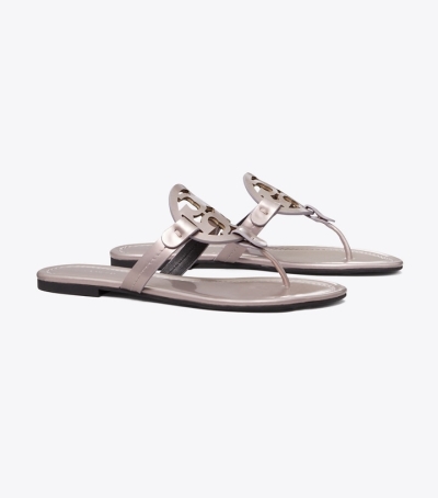 Mauve Tory Burch Miller Pearlized Patent Leather Women's Sandals | GB3981VMH