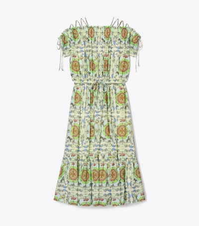 Mint Tory Burch Printed Silk Women's Dress | GB0165PUT