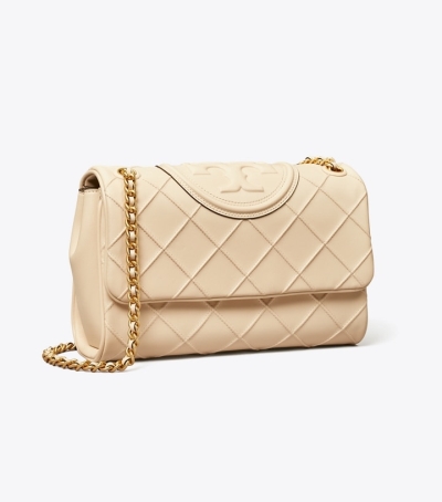 New Cream Tory Burch Fleming Soft Convertible Women's Shoulder Bags | GB1630GIF